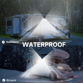 DZGKGM RV Magnetic Motion Sensor Light, Solar RV Porch Light, Exterior RV Lighting, Camper Lights Outdoor, Awning Lights for Trailer, 5th Wheels, 100LED, 2 Pack