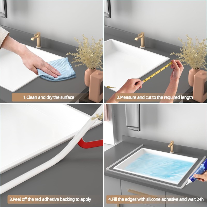 78” White Shower Threshold Water Dam Stopper for Dry and