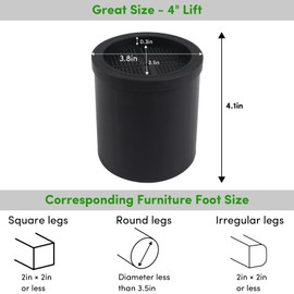 DEDU Bed Risers 4 Inch Heavy Duty 9 Pack, Furniture Risers with Non-Slip Pad Supports Up to 11000 Lbs, Round Couch Risers for Sofas, Desk or Chair (Black)