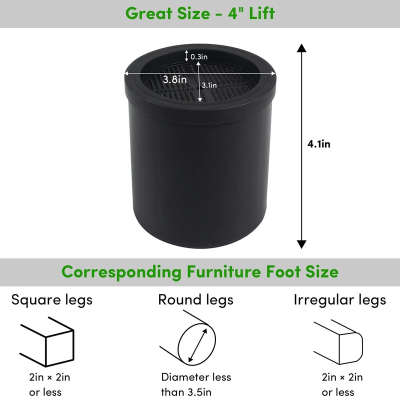 DEDU Bed Risers 4 Inch Heavy Duty 9 Pack, Furniture