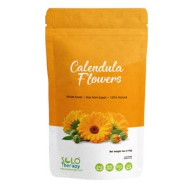 Organic Calendula Flowers 4 ounces with 1 Crystal Tea Infuser - Citrine - BUNDLE - Calendula Whole Flowers , Te de Caléndula