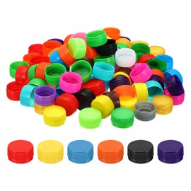 PATIKIL 1.2inch Plastic Bottle Caps for Crafts, 100Pcs Reusable Protection Bottle Screw Lids for Empty Container DIY Scrapbook Decorations, Multicolored