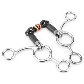 ZJchao Broca para Masticar Caballos de Acero Inoxidable con Boca de Acero Negro, Control Direccional Fácil, Soporte Lateral Ajustable, Diseño Ergonómico Cómodo y Duradero para Equitación
