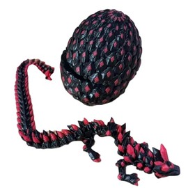 Crystal 3D Printed Dragon with Egg – Fantasy Collectible Glow & Multicolor Variants (Flame Red)