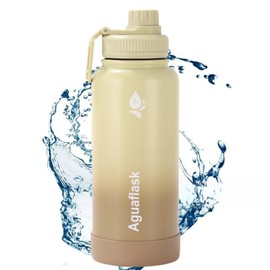 JINLING Thermos Sports Bottle, Vacuum Insulated, Cold Retention, Large Capacity, 304 Stainless Steel, Direct Drinking, 0.6/1 Liter (Yellow, 39.4 fl oz (1,000 ml)