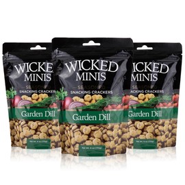 Wicked Minis Soup & Oyster Crackers - Saltine & Salted Flavored Mini Puffed Soup, Savory Snacking Mix, Seasoned Croutons Salad Toppers, Crackers for Chili 6oz (Garden Dill, Pack of 3)