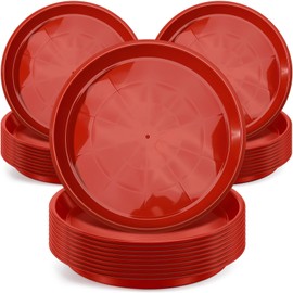 Sawysine 30 Pack Plastic Plant Saucer Round Drip Trays Red Flower Pot Saucers Thick Plant Dish Sturdy Water Tray Heavy Drainage Potted Container for Indoor Outdoor Garden(12 Inches)