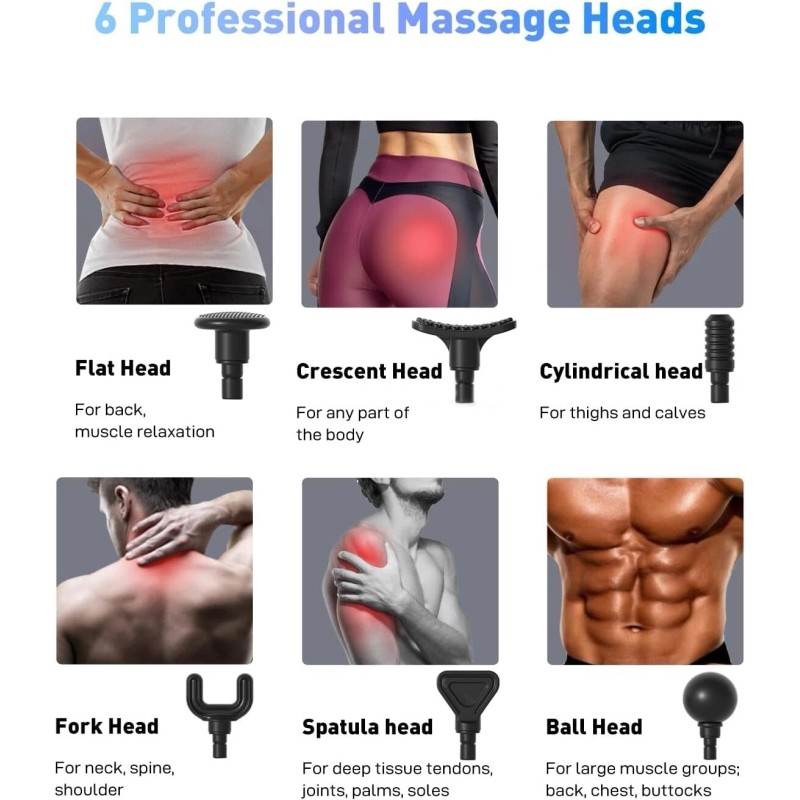 LINGTENG Mini Massage Gun Motor 10 Variable 6 Massage Heads