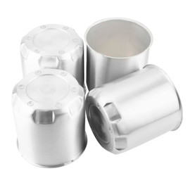 Rheedal 4Pcs 5.15inch Brushed Aluminum Trailer Wheel Center Caps Push Through 5.15" Bore 5.31" Tall Hub Cap for Truck SUV RV Wheel Rim, Silver Wheel Cover