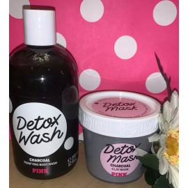 VICTORIA'S SECRET PINK DETOX WASH & CHARCOAL DETOX CLAY MASK ~ Gift Set