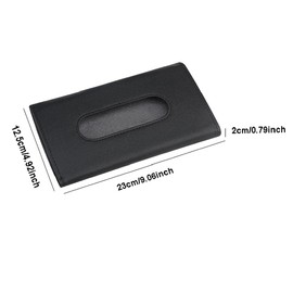 Car Tissue Holder Sun Visor Napkin Clip Hanging Box with One Pack Tissue Filling PU Leather Back Seat Tissue Case Container Organiser for Car Vehicle (Black)