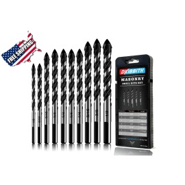 DKIBBITH 10-Pc Masonry Drill Bits Set - YG8 Tungsten Steel, 1/8-1/2 Inch (Black