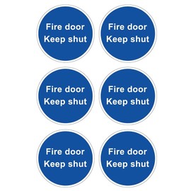 Pack of 6 Circular 85mm Vinyl 'Fire Door Keep Shut' Stickers - Durable, Weatherproof, Sun-Proof, and Long-Lasting Labels for Most Surfaces - Fire Door Safety Sign…