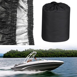 Heavy Duty Trailerable Boat Cover - 210D Oxford Fabric Mooring Cover Fits V-Hull Tri-Hull Fishing Ski Bass Runabout Boats 11-13ft