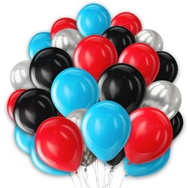 Red and Blue Balloons Pack 30 Pcs Red Black Light Blue Balloons 5 Inch Silver Latex Balloons Balloons for Kids Party Graduation Boys Birthday Super Hero Spider Party Decorations