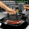 Nutrichef Cast Iron Grill Press - Heavy-Duty Griddle Press with