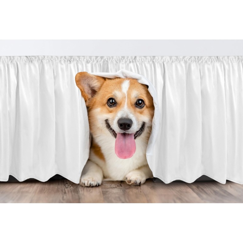Ruffled Bed Skirt Queen Size with 12 in Drop &