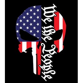 eDesign We The People Skull USA Flag Vinyl Sticker Decal - 4 Inches - Patriotic American Constitution Sticker for Car Truck SUV Van Window Bumper Laptop Tumbler and Any Smooth Surface 2-Pack