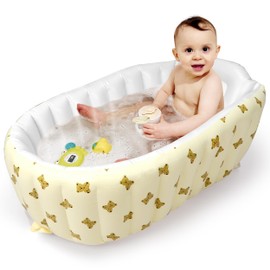 Mink Newborn to Toddler Bath Tub,Inflatable Baby Bathtub with Built-in Air Pump,Portable Travel Shower Basin with Back Support, Deflates and Folds Easily (Bear tub)