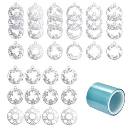 Allazone Charm Set, 36 PCS Mixed Flower Cat Open Bezels for Resin Casting, Silver Alloy Frame Pendants, Necklaces Earrings Making Supplies