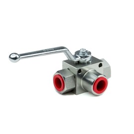 Chief 3-Way High Pressure Ball Valve - Industrial Carbon Steel L-Flow Control, 5145 PSI Max Pressure, 215°F Temperature Rating, 1/2" NPT Port, Hydraulic Diverter Valve for Manufacturing Applications