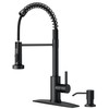 FORIOUS Black Kitchen Faucet with Soap Dispenser, Single Handle Stainless