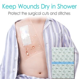 Shower Protection Sheet 12" x 14" Waterproof Wound Cover for Showering Transparent Wound Cover Dressing Surgical Bandage Shower Protector Moisture Barrier (Pack of 14)