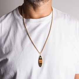 Akitsune Nalu Pendant with 70 cm Chain Necklace Women Men Stainless Steel Surfboard