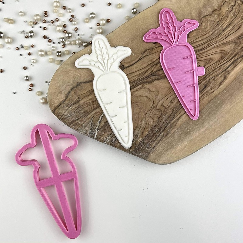 LissieLou Easter Carrot Cookie Cutter and Stamp Easter Icing Stamp