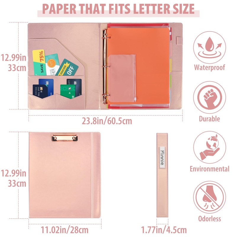 Leather Binder Portfolio with Clipboard 1 Inch, 13" × 11"