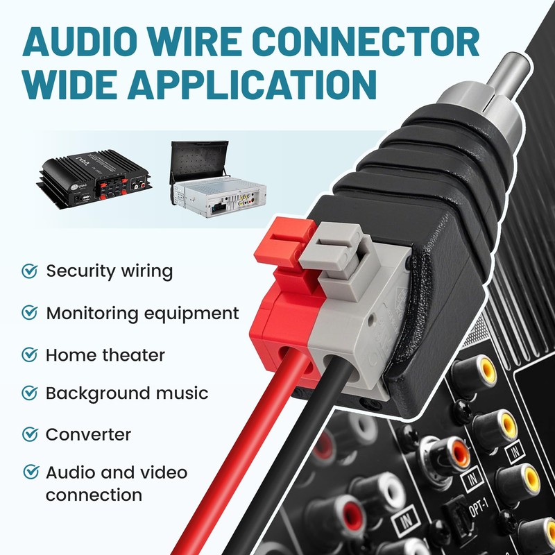 NuIth Speaker Wire Cable to Audio Male RCA Connector Adapter