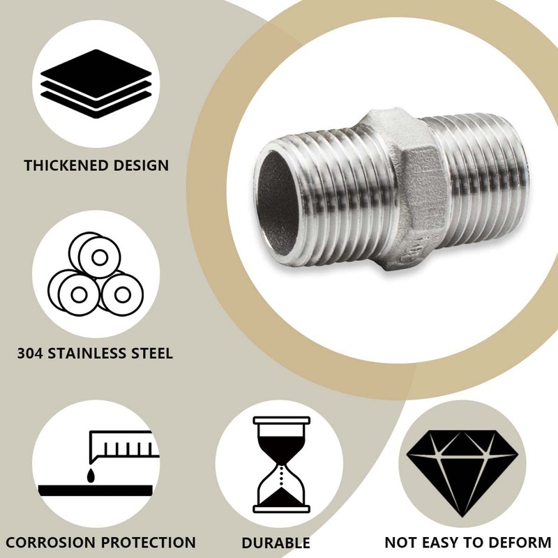 Bwintech 3 Pcs 3/4" Male to 3/4" Male BSP Thread