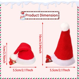 4Pcs Christmas Hat Hair Clips Christmas Clips Red Hat Alligator Clips Santa Claus Hat Barrettes Hairpin Xmas Hairgrips Woman Girl Hair Accessories for Winter Christmas Party
