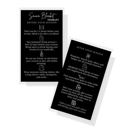 Lashicorn Sauna Blanket Therapy Aftercare and Before your Session | 50 Pack | Size 2x3.5” inches Business Card Size | Spa Supplies | Black Card Design