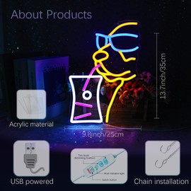 "Sippin' Golden" Retriever Neon Light - USB-Powered Adjustable Dog Lover Wall Art with 6.2ft Cord, Acrylic LED Decor for Bedroom, Bar & Pet-Themed Spaces（13.7"x9.8"）