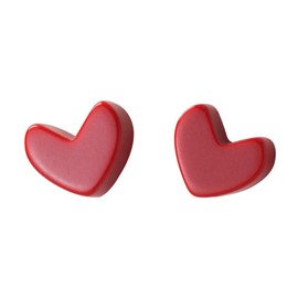 Minimalist Red Heart Love 925 Sterling Silver Cartilage Tiny Stud Earrings for Women Cute Acrylic Heart Piercing Studs Hypoallergenic Fashion Jewelry Birthday Christmas Gift Her Daughter Bff