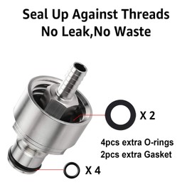 FERRODAY Stainless Steel Carbonation Cap Forced Carbonation PET Bottle Filling 5/16 Barb CO2 Coupling to Carbonate Soda Beer Stainless Steel PET Bottle Carbonation Cap + O-ring + Gasket