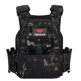 YAKEDA Tactical Vest for Men 1000D Nylon Quick Release Laser-Cutting Modular Vest Lightweight Vest (Black CP)
