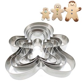 Gingerbread Men Set of 3 Cookie Cutter Set 4” Large Shape Cookie Cutter Mold - 18/0 Stainless Steel