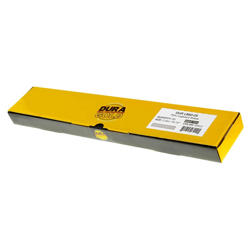 Dura-Gold Premium 80 Grit Gold Pre-Cut PSA Longboard Sandpaper Sheets,