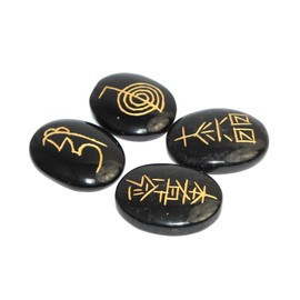 Jet International Black Agate Usui Reiki Healing Set Chakra Balancing Editation Gemstone Spiritual Energized Positive Ental Peace Prosperity Growth Bonding Relationship De-Stress Anxiety Reduction