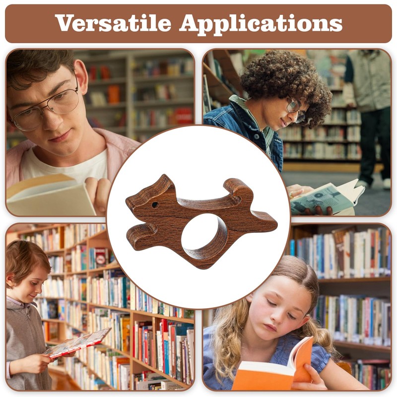 Mabor Walnut Dog Page Holder - Smooth Wood Thumb Bookmark