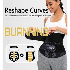 ANGOOL Neopren Waist Trainer for Women,Workout Trimmer Belt Sauna Sweat Corset Cincher with Zipper XL Camo