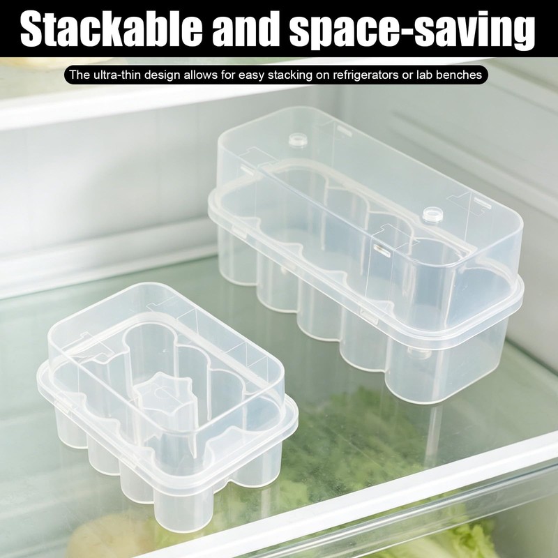 Peptide Vial Organizer Set for Refrigerator, 2 Pack 10-Slot Stackable