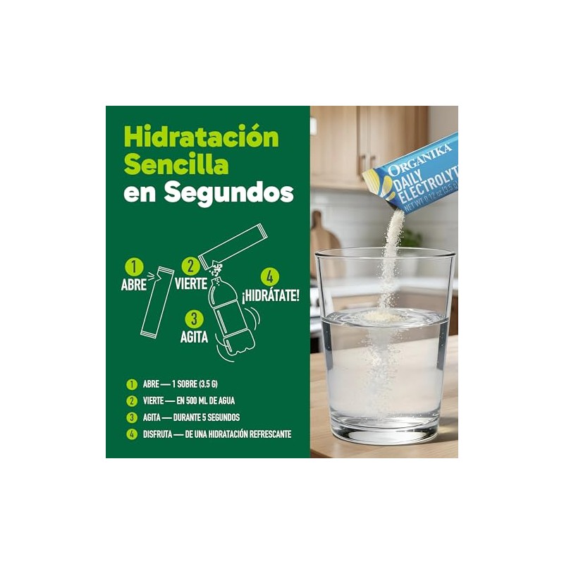 Organika Electrolitos en Polvo Sabor Limonada Clásica Sin Azúcar 20