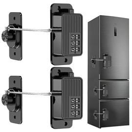 WILNIRY 2 Pcs Refrigerator Fridge Freezer Door Lock with Password, Child Proof Door Lock for Kitchen Refrigerator, Cabinets and Drawers, Closets, Windows, Doors-No Tools Need or Drill