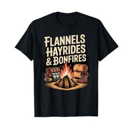 Flannels Hayrides Bonfires Fall Rustic Autumn T-Shirt