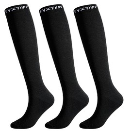 FVXYnnv 3 Pairs of Compression Stockings Women Men Black Compression Socks 20-30 mmHg Support Stockings Running Socks for Sports Flight Travel Cycling, black
