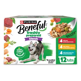 Purina Beneful Freshly Prepared Blends Wet Dog Food Variety Pack with Beef, Chicken, or Lamb Dog Food - (Pack of 12) 10 oz. Tubs
