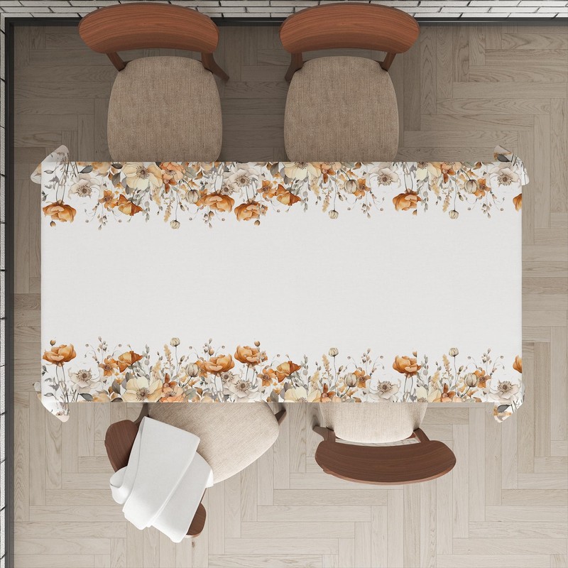 Tablecloth 152 x 213cm Rectangular, Eucalyptus Floral Table Cover for